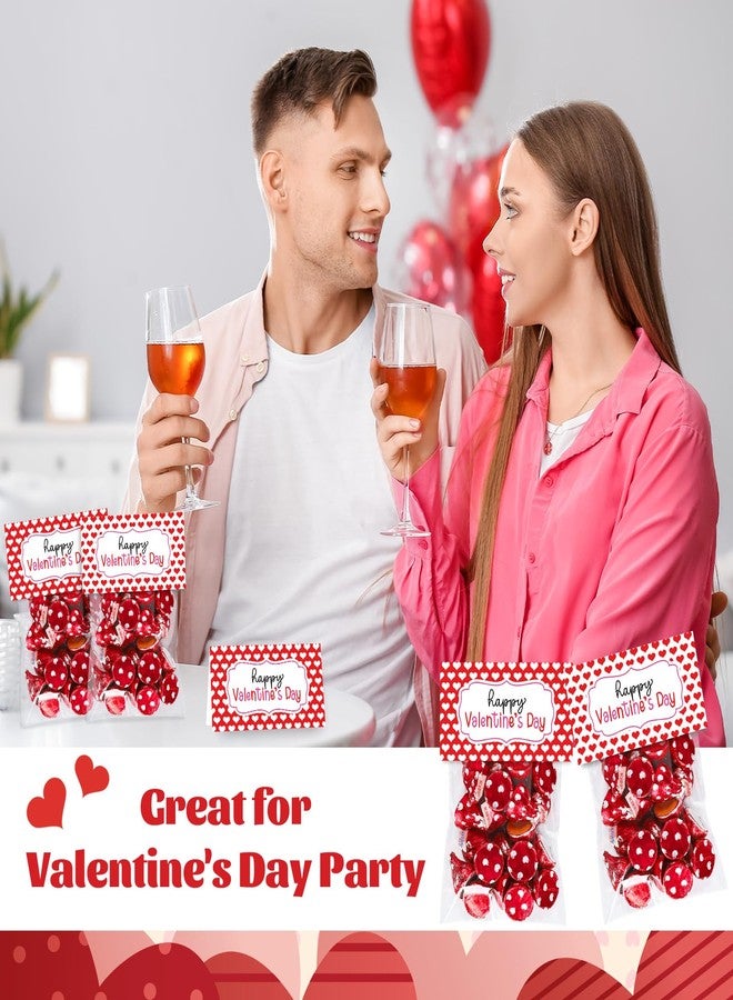 Whaline 60 Set Valentine's Day Self-Adhesive Goodie Bags Candy Cello Bag with Topper Red White Heart Plastic Favor Treat Bag for Wedding Anniversary Party Wrapping Baking Food - Image 5